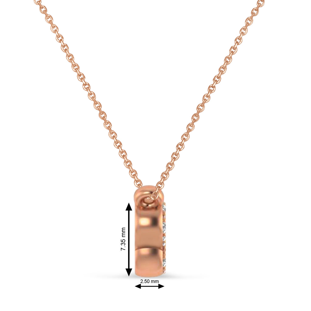 Diamond Block Font Name Pendant Necklace 14K Rose Gold