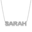 Diamond Block Font Name Pendant Necklace 14K White Gold