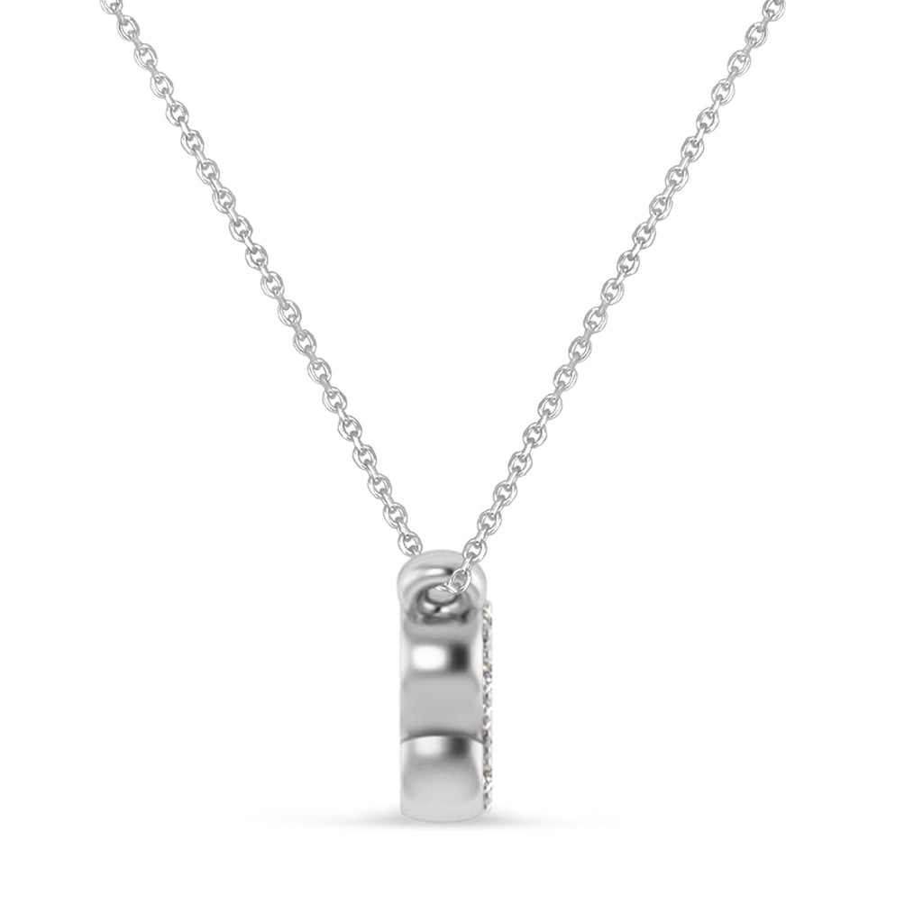 Diamond Block Font Name Pendant Necklace 14K White Gold