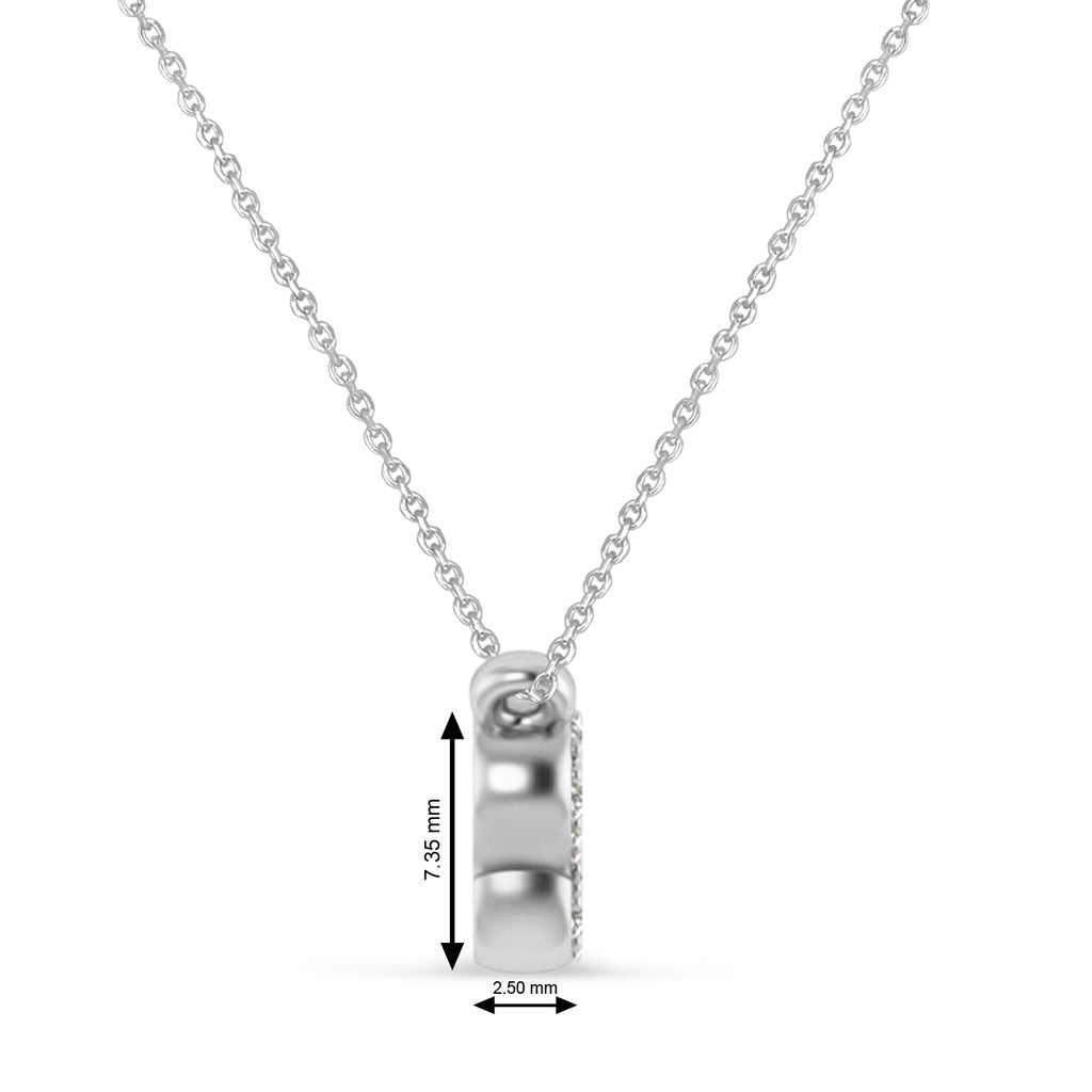 Diamond Block Font Name Pendant Necklace 14K White Gold