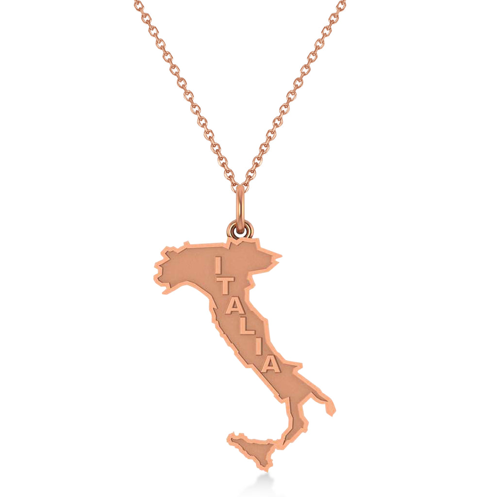 Map of Italy Pendant Necklace 14K Rose Gold