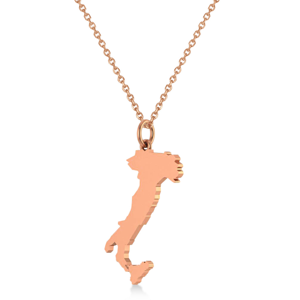 Map of Italy Pendant Necklace 14K Rose Gold