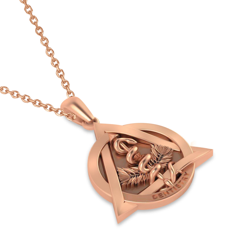 Dentistry Symbol Pendant Necklace 14k Rose Gold