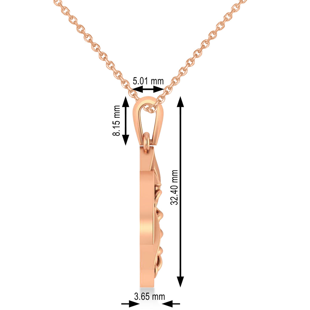 Dentistry Symbol Pendant Necklace 14k Rose Gold