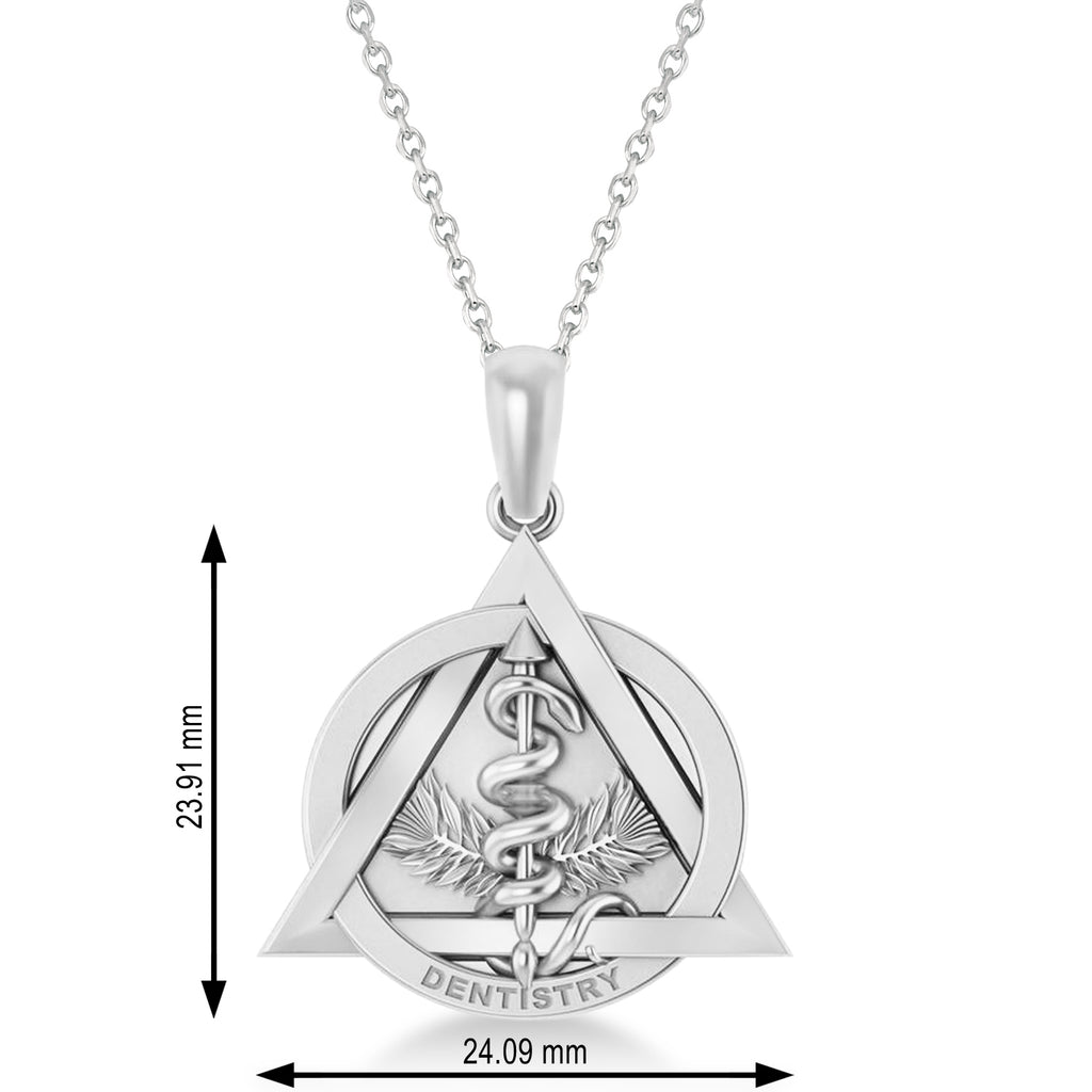 Dentistry Symbol Pendant Necklace 14k White Gold