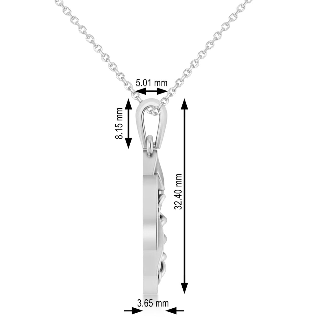 Dentistry Symbol Pendant Necklace 14k White Gold
