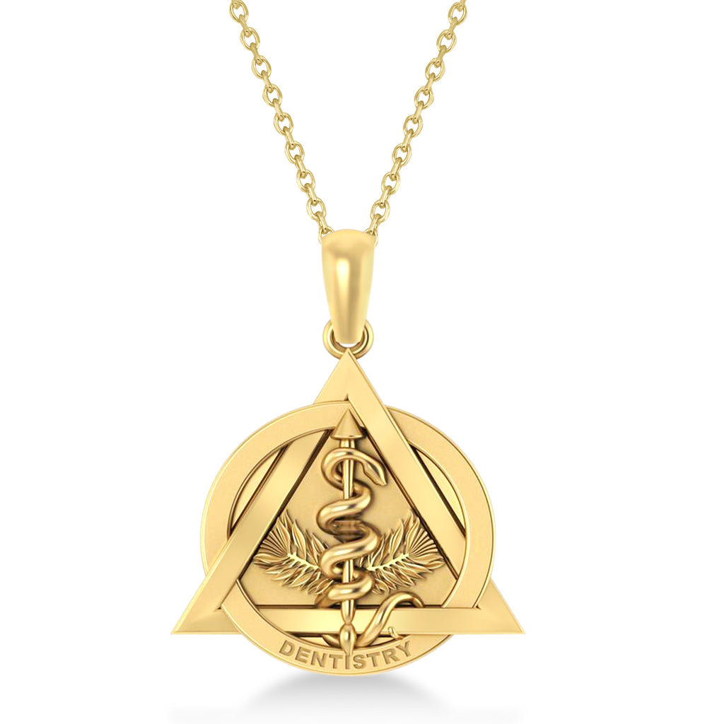 Dentistry Symbol Pendant Necklace 14k Yellow Gold