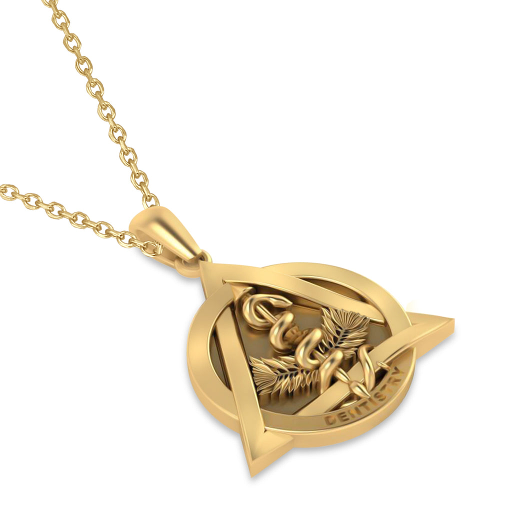 Dentistry Symbol Pendant Necklace 14k Yellow Gold