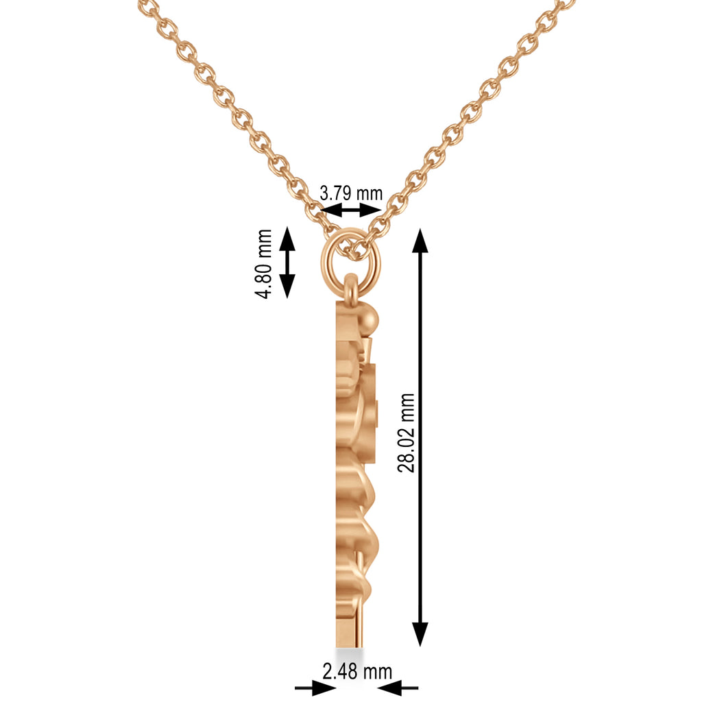 Caduceus Doctor of Dental Surgery Symbol Pendant Necklace 14k Rose Gold