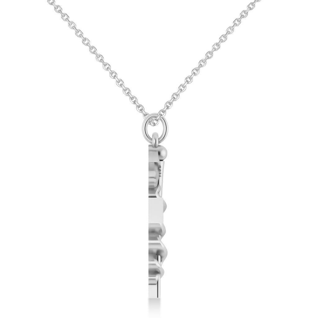 Caduceus Dental Hygienist Pendant Necklace 14k White Gold