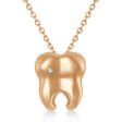 Diamond Inserted Tooth Pendant Necklace 14k Rose Gold