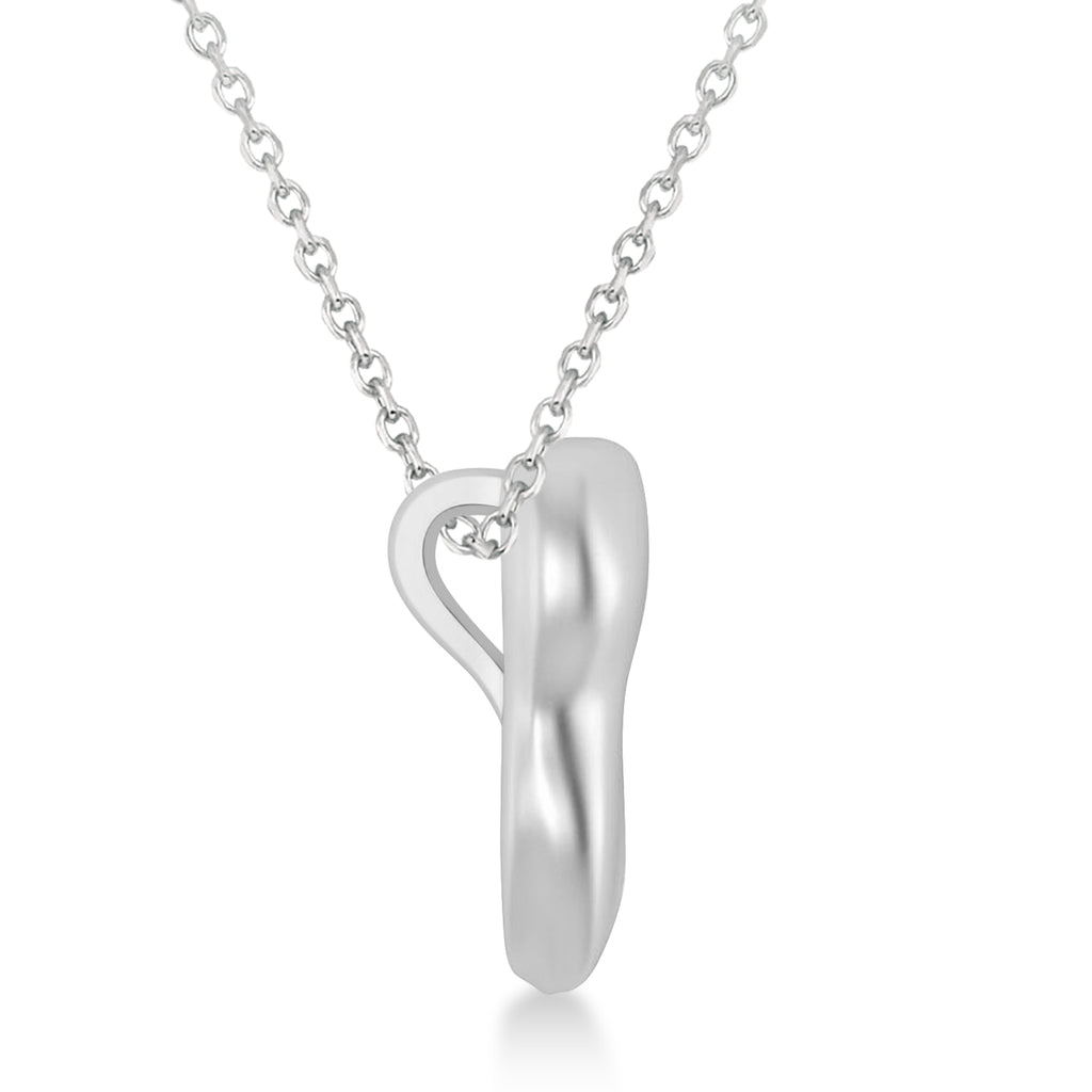 Diamond Inserted Tooth Pendant Necklace 14k White Gold