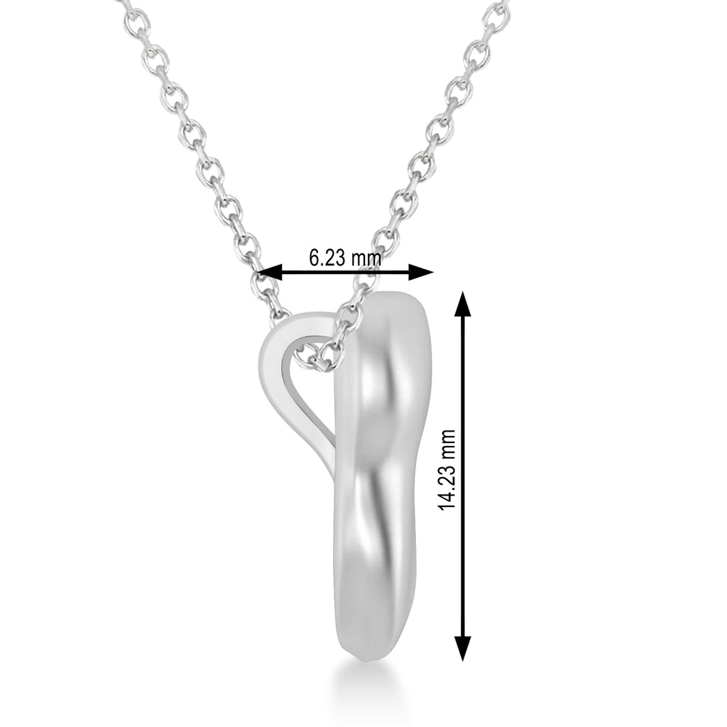 Diamond Inserted Tooth Pendant Necklace 14k White Gold