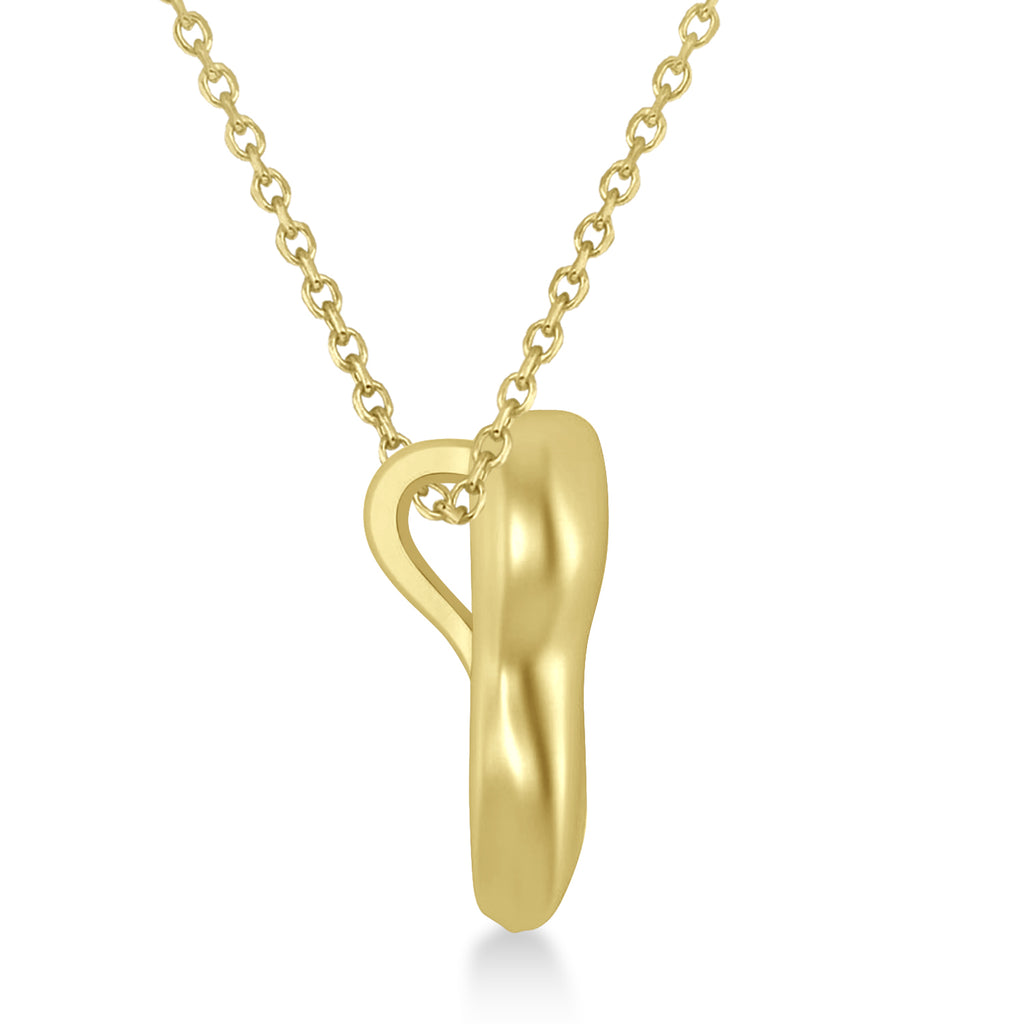Diamond Inserted Tooth Pendant Necklace 14k Yellow Gold