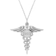 Caduceus Registered Dental Hygienist Pendant Necklace 14k White Gold