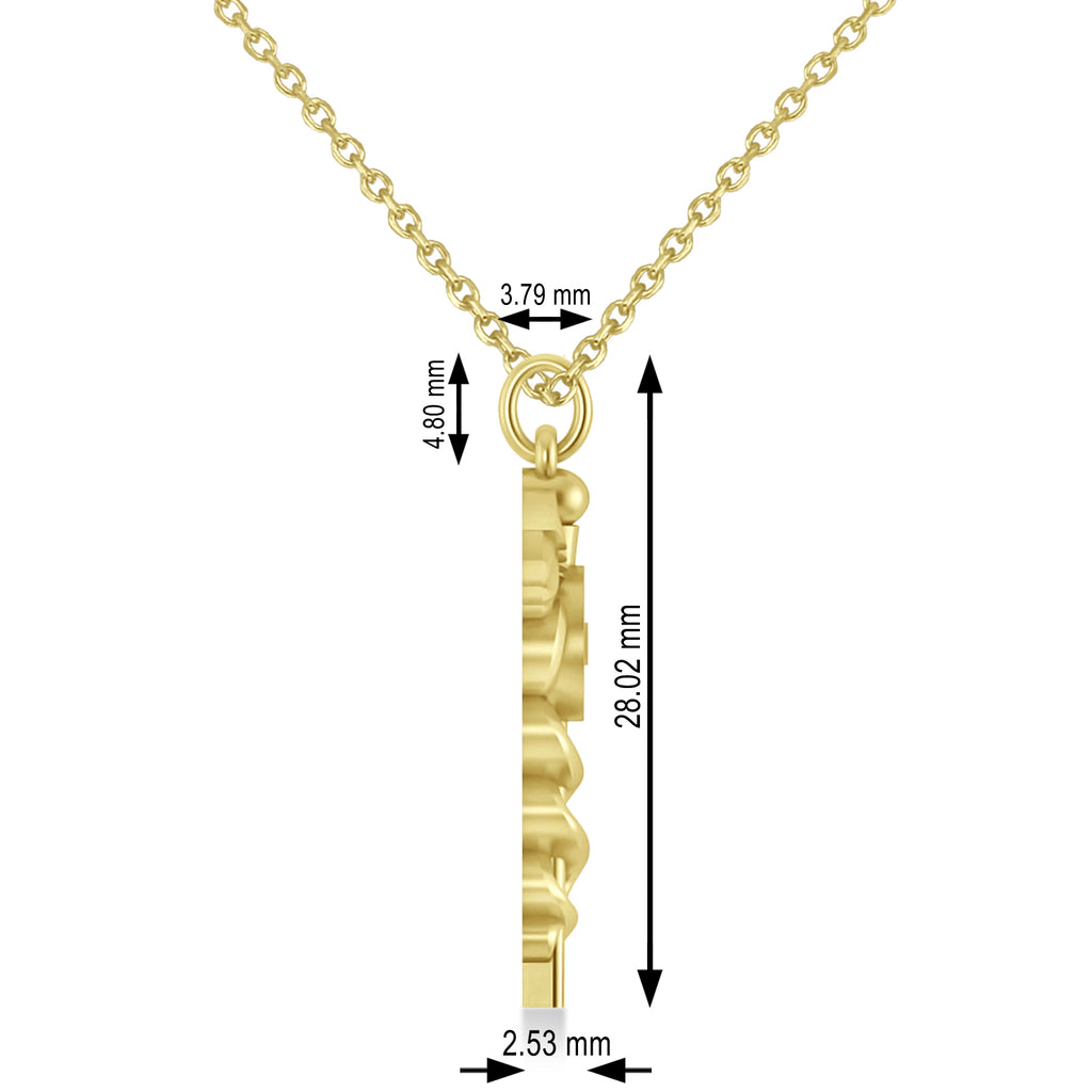 Caduceus Registered Dental Hygienist Pendant Necklace 14k Yellow Gold