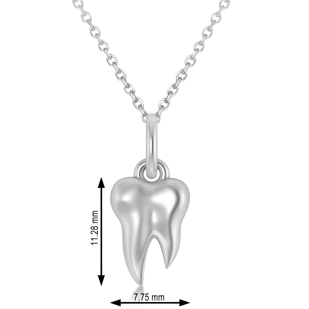 Molar Tooth Pendant Necklace 14k White Gold