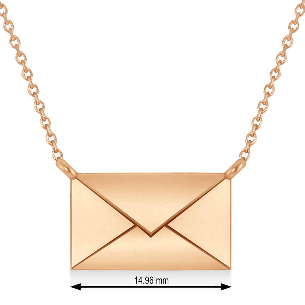 Engravable Love Letter Envelope Pendant Necklace 14k Rose Gold