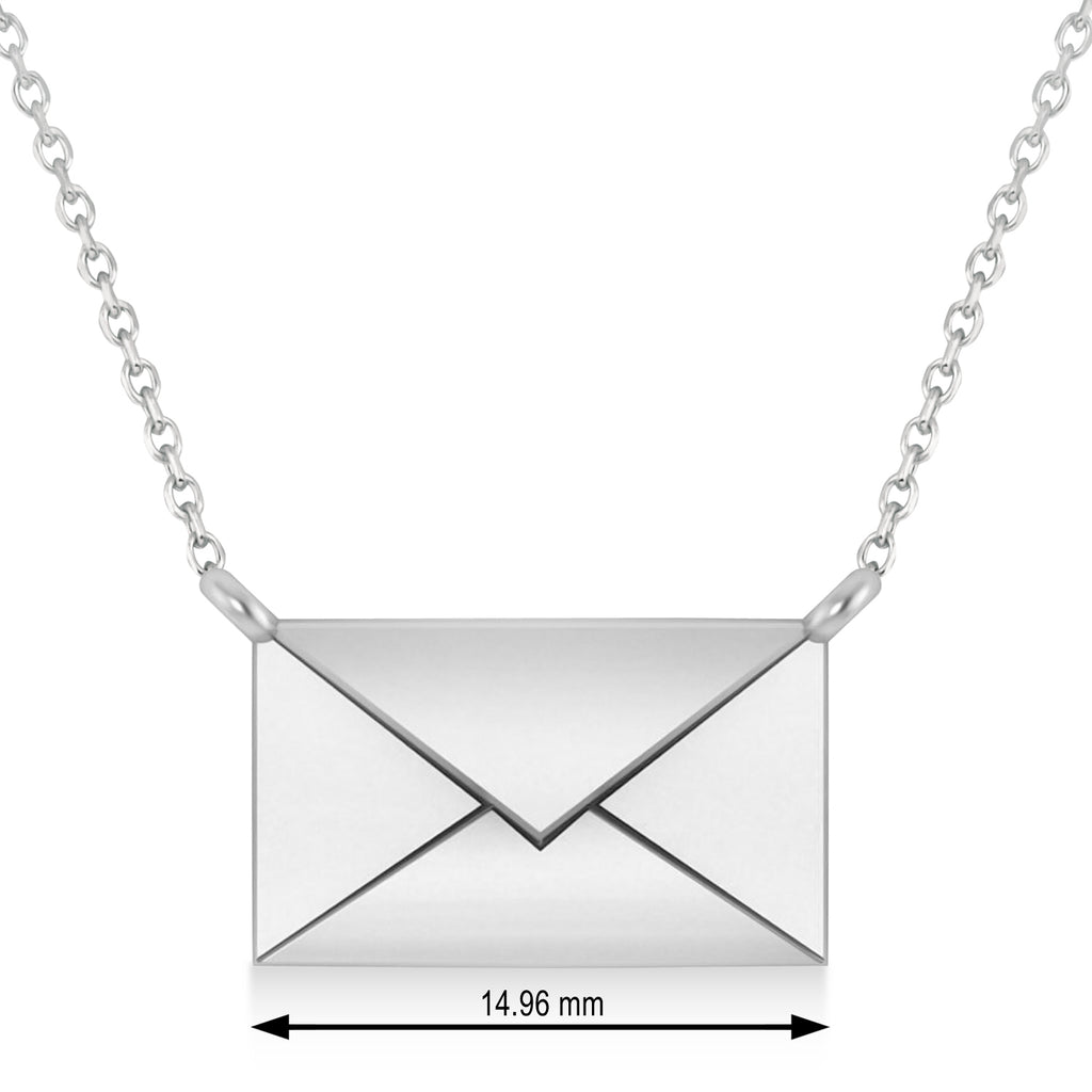 Engravable Love Letter Envelope Pendant Necklace 14k White Gold