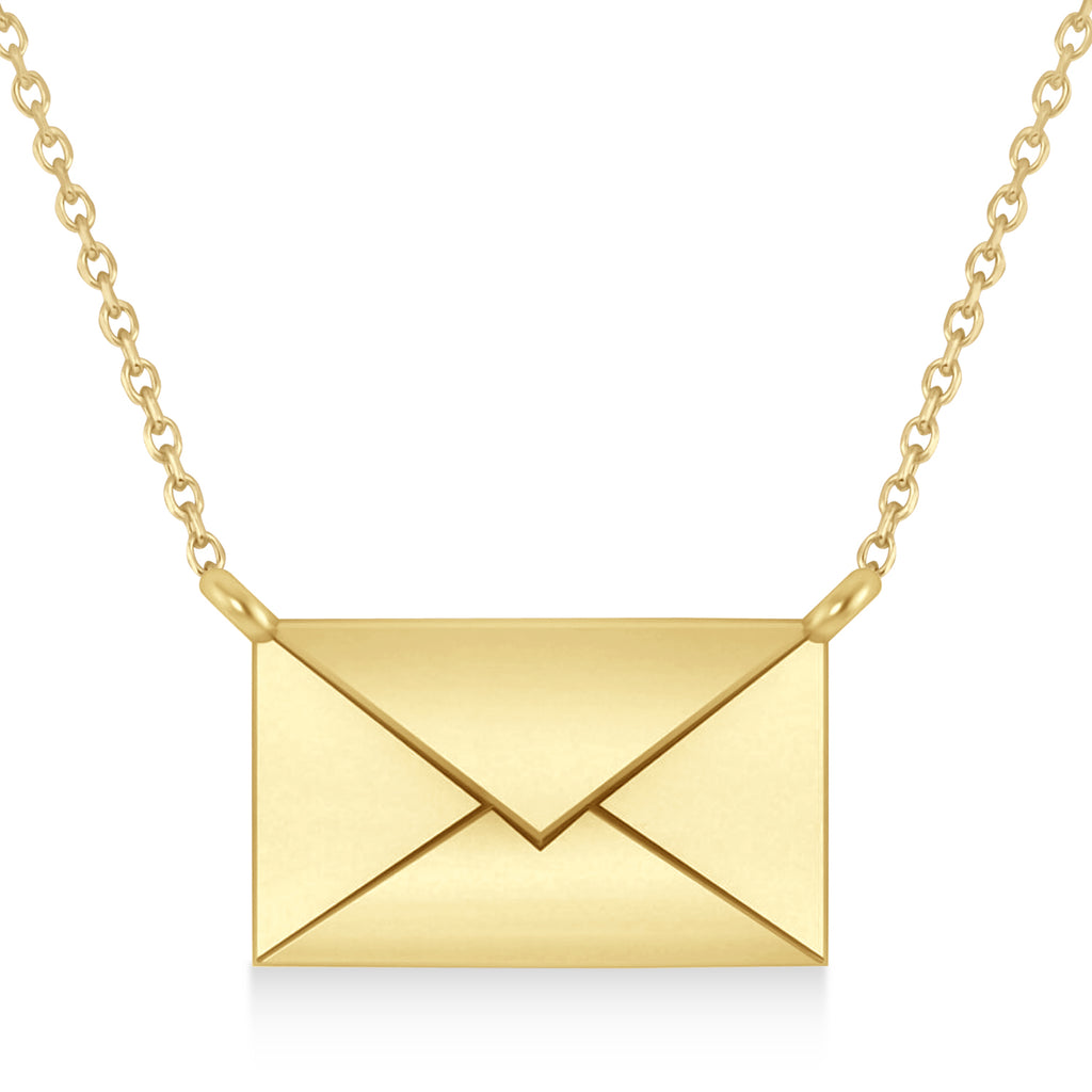Engravable Love Letter Envelope Pendant Necklace 14k Yellow Gold