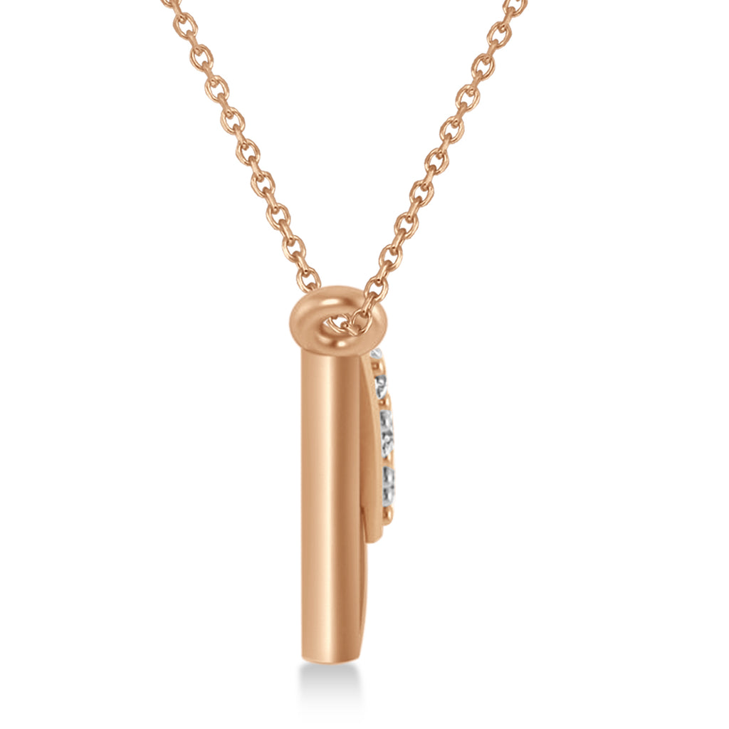 Engravable Diamond Love Letter Envelope Pendant Necklace 14k Rose Gold (0.17ct)