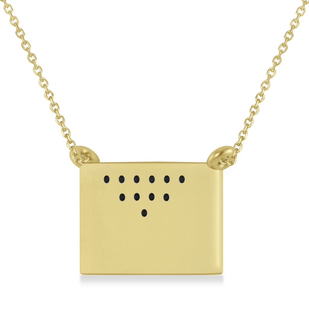 Engravable Diamond Love Letter Envelope Pendant Necklace 14k Yellow Gold (0.17ct)