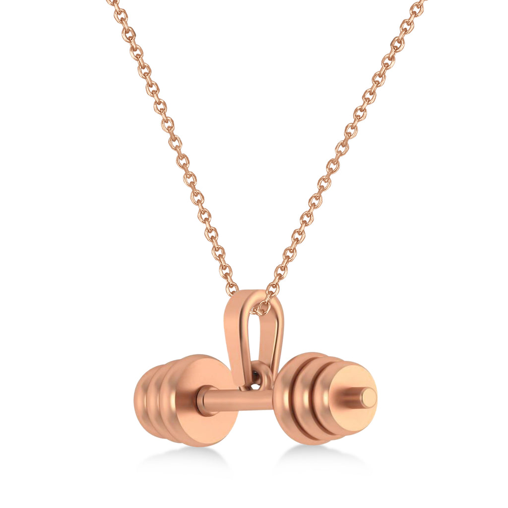 Dumbbell Charm Men's Pendant Necklace 14K Rose Gold