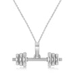 Dumbbell Charm Men's Pendant Necklace 14K White Gold