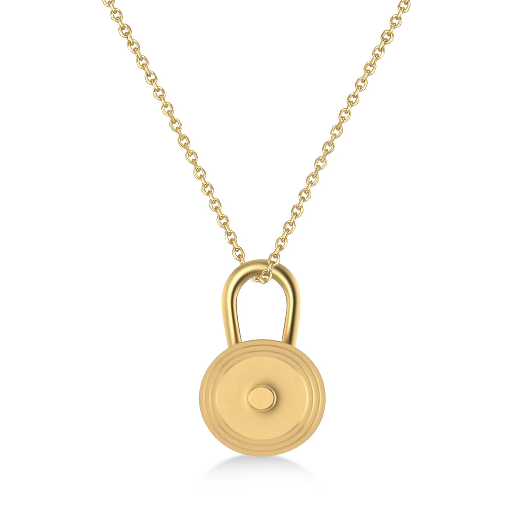 Dumbbell Charm Men's Pendant Necklace 14K Yellow Gold