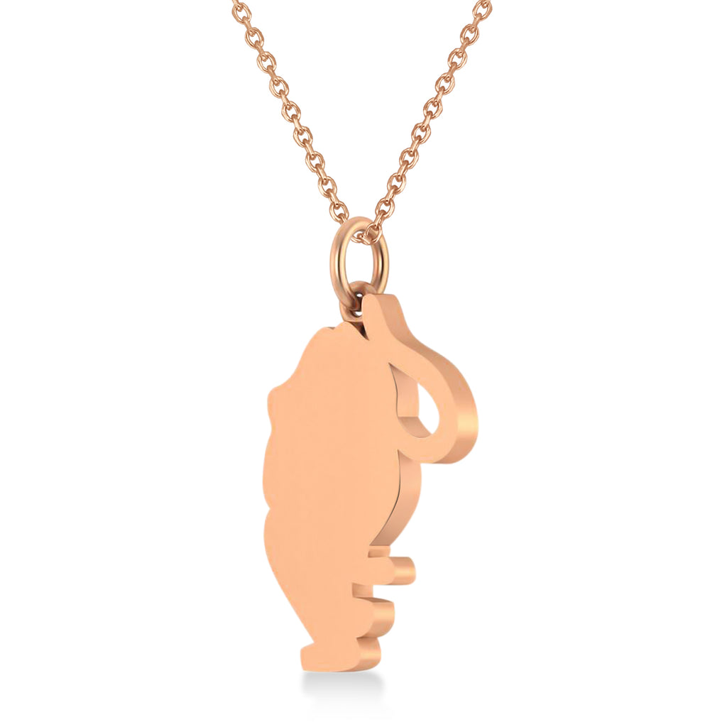 Tiger Shaped Charm Pendant Necklace 14k Rose Gold