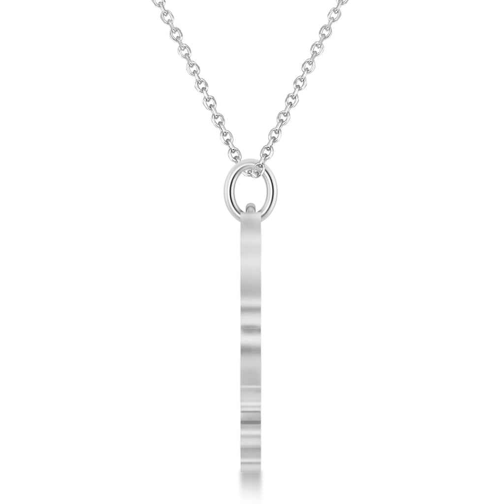 Tiger Shaped Charm Pendant Necklace 14k White Gold