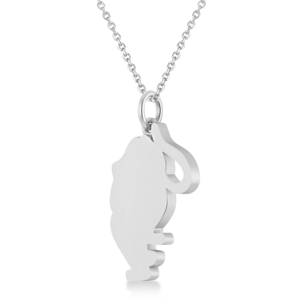 Tiger Shaped Charm Pendant Necklace 14k White Gold