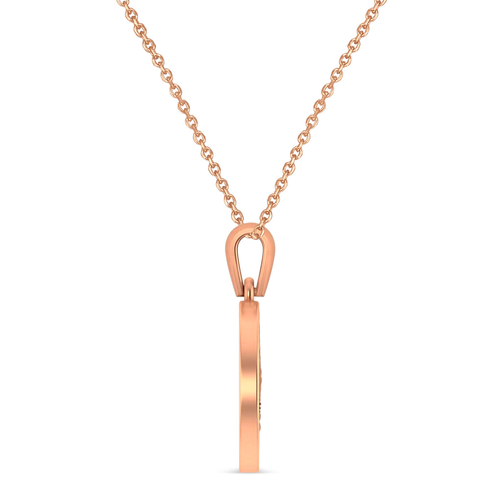 Marijuana Leaf Charm Disk Pendant Necklace 14K Rose Gold
