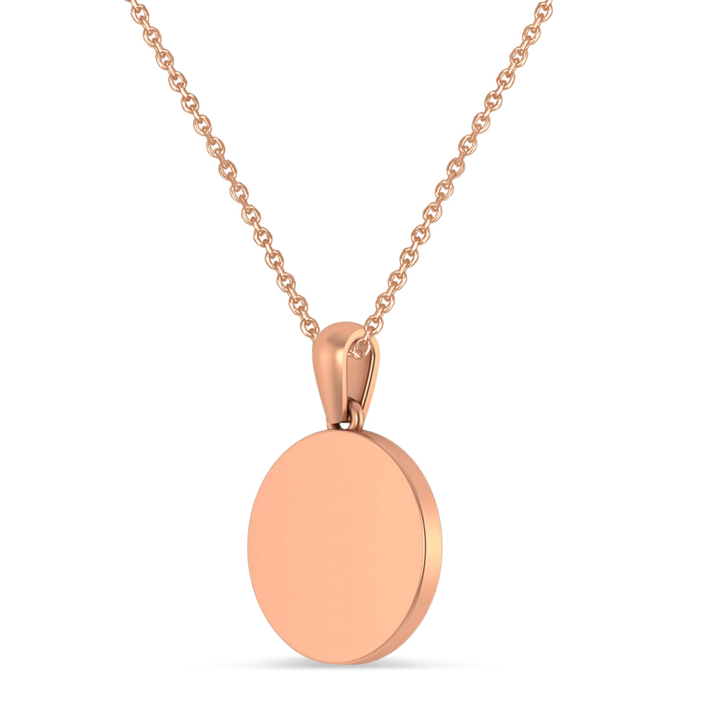 Marijuana Leaf Charm Disk Pendant Necklace 14K Rose Gold