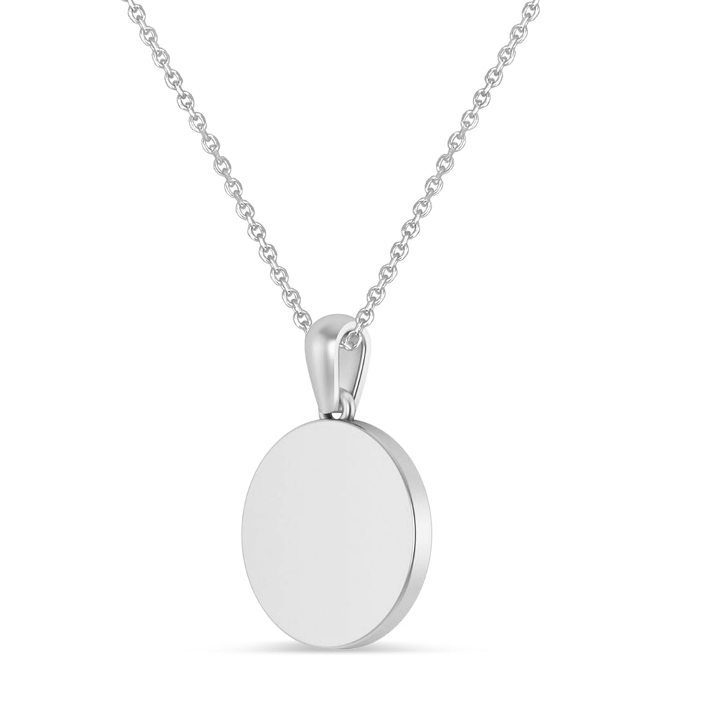 Marijuana Leaf Charm Disk Pendant Necklace 14K White Gold