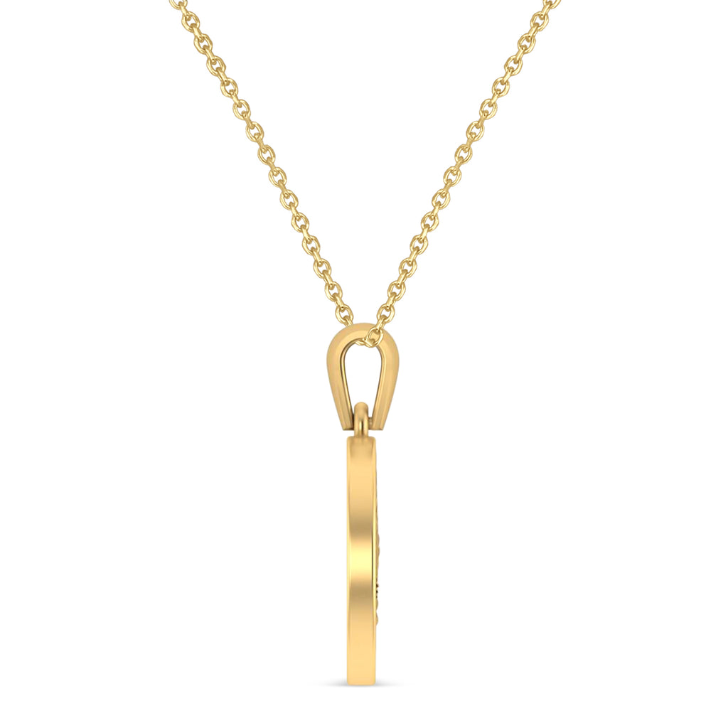 Marijuana Leaf Charm Disk Pendant Necklace 14K Yellow Gold