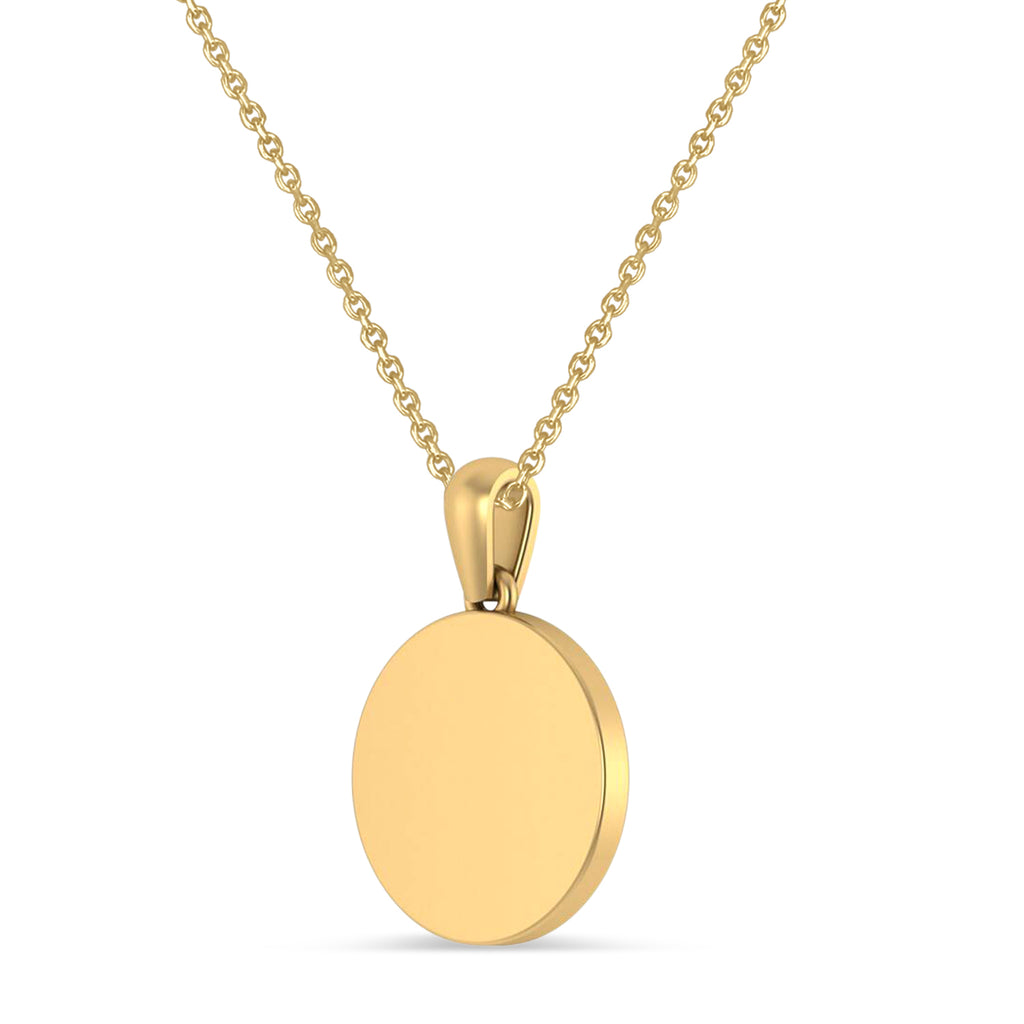 Marijuana Leaf Charm Disk Pendant Necklace 14K Yellow Gold