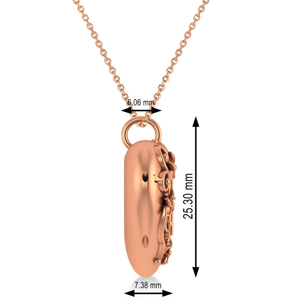 Heart with Cross Locket Pendant Necklace 14K Rose Gold