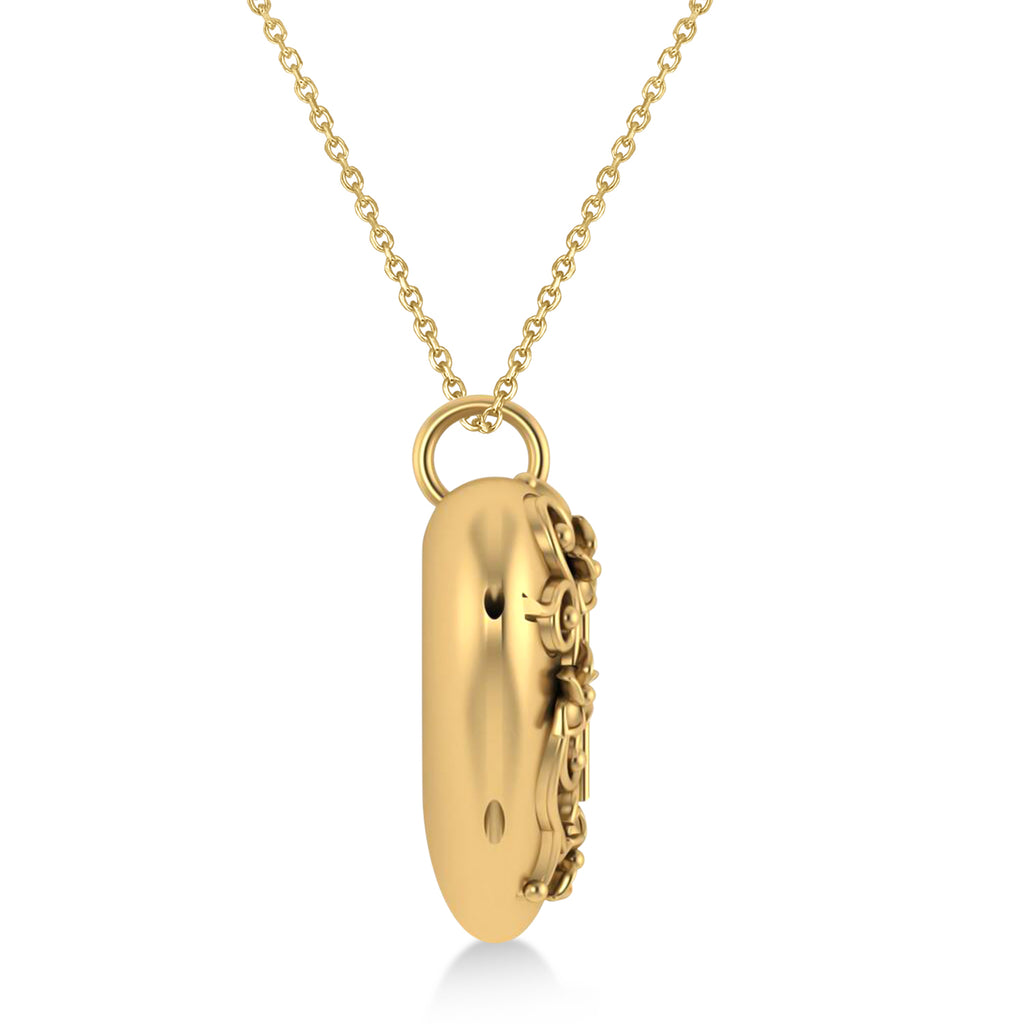 Heart with Cross Locket Pendant Necklace 14K Yellow Gold