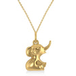 Cute Baby Elephant Charm Pendant Necklace 14K Yellow Gold
