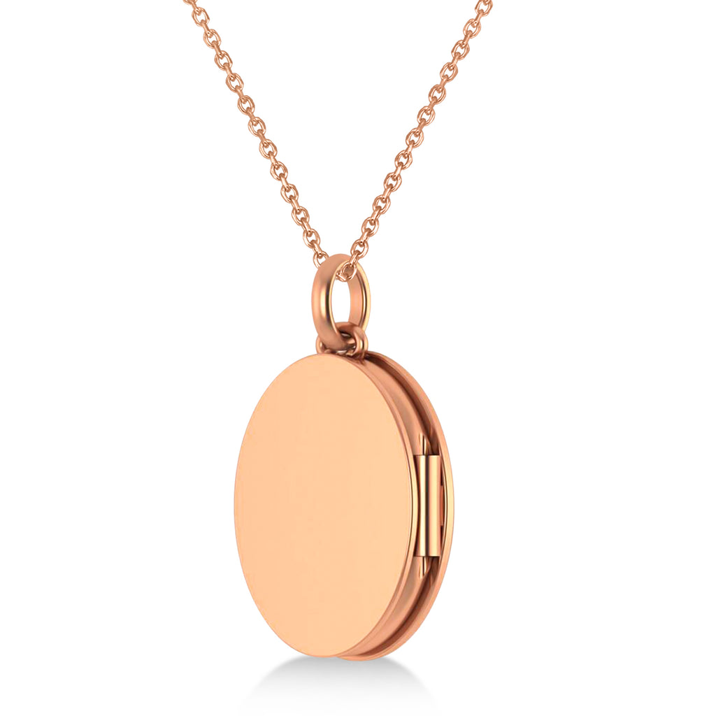 Diamond Moon & Stars Locket Pendant Necklace 14K Rose Gold (0.29ct)