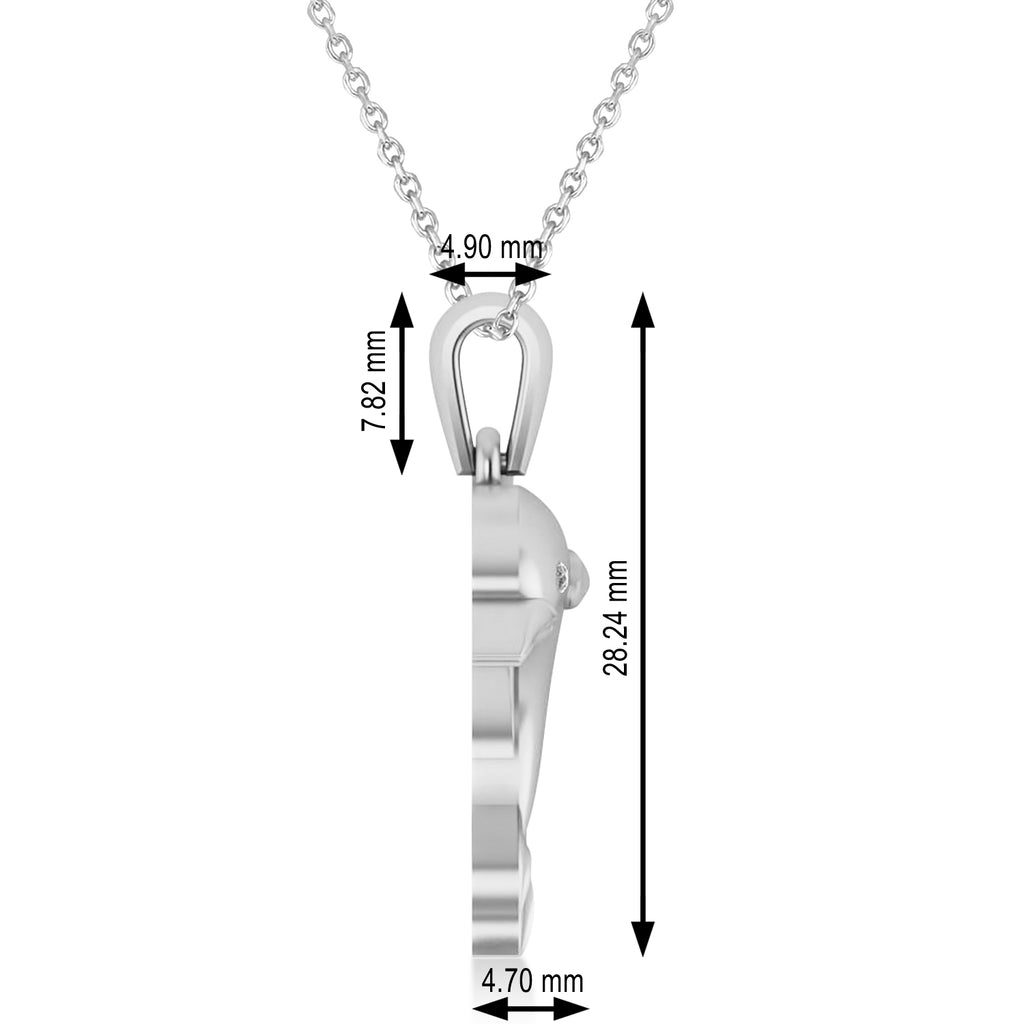 Diamond-Eyed Dolphin Pendant Necklace 14k White Gold (0.01ct)