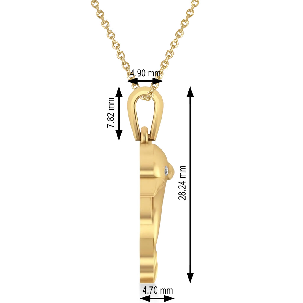 Diamond-Eyed Dolphin Pendant Necklace 14k Yellow Gold (0.01ct)