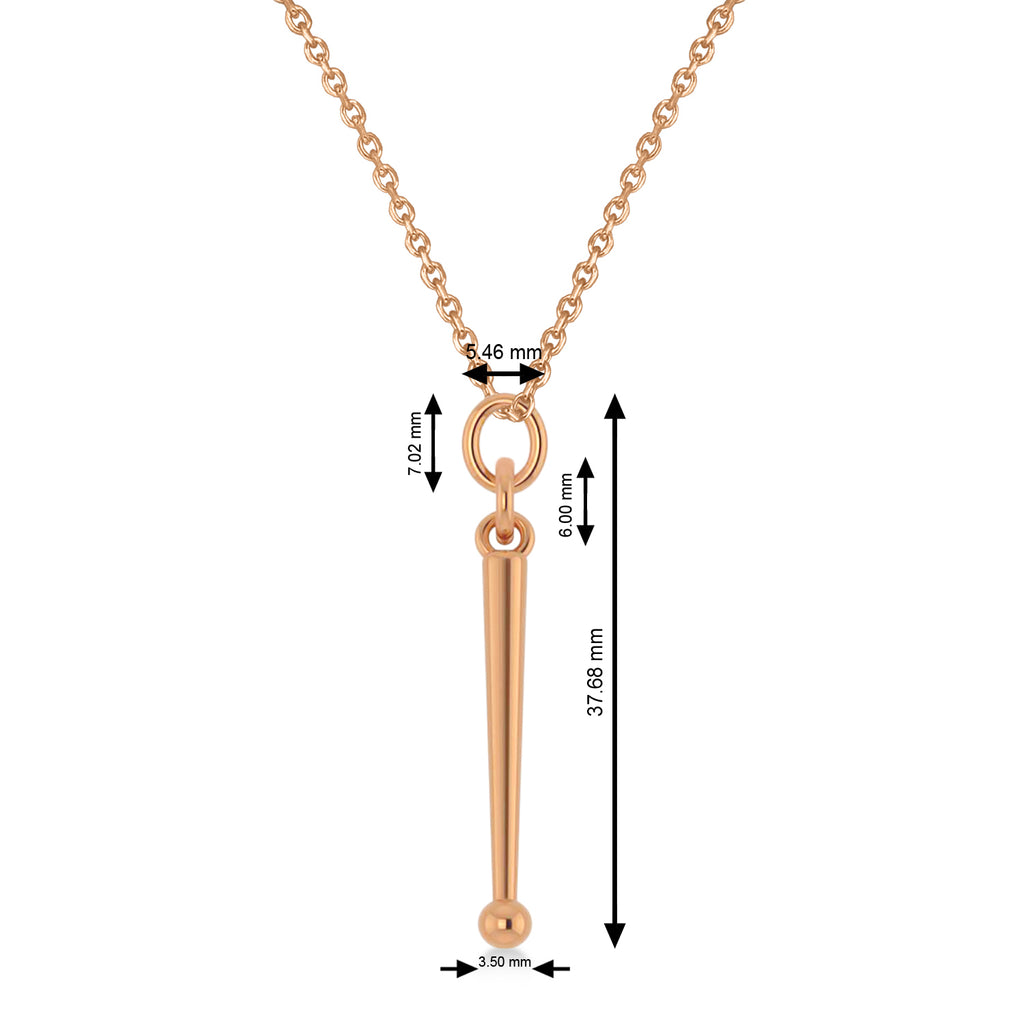Drum Sticks Music Pendant Necklace 14K Rose Gold