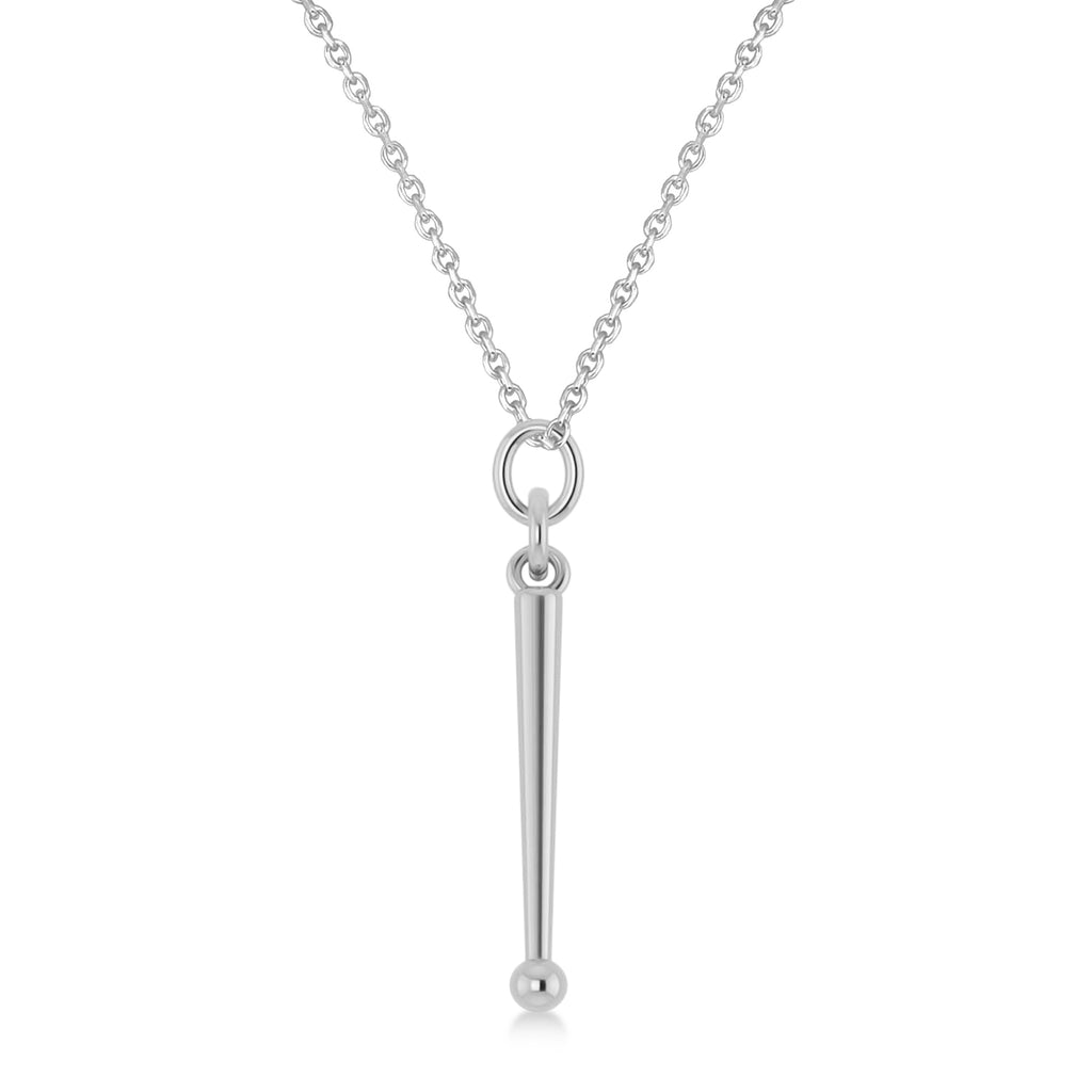 Drum Sticks Music Pendant Necklace 14K White Gold