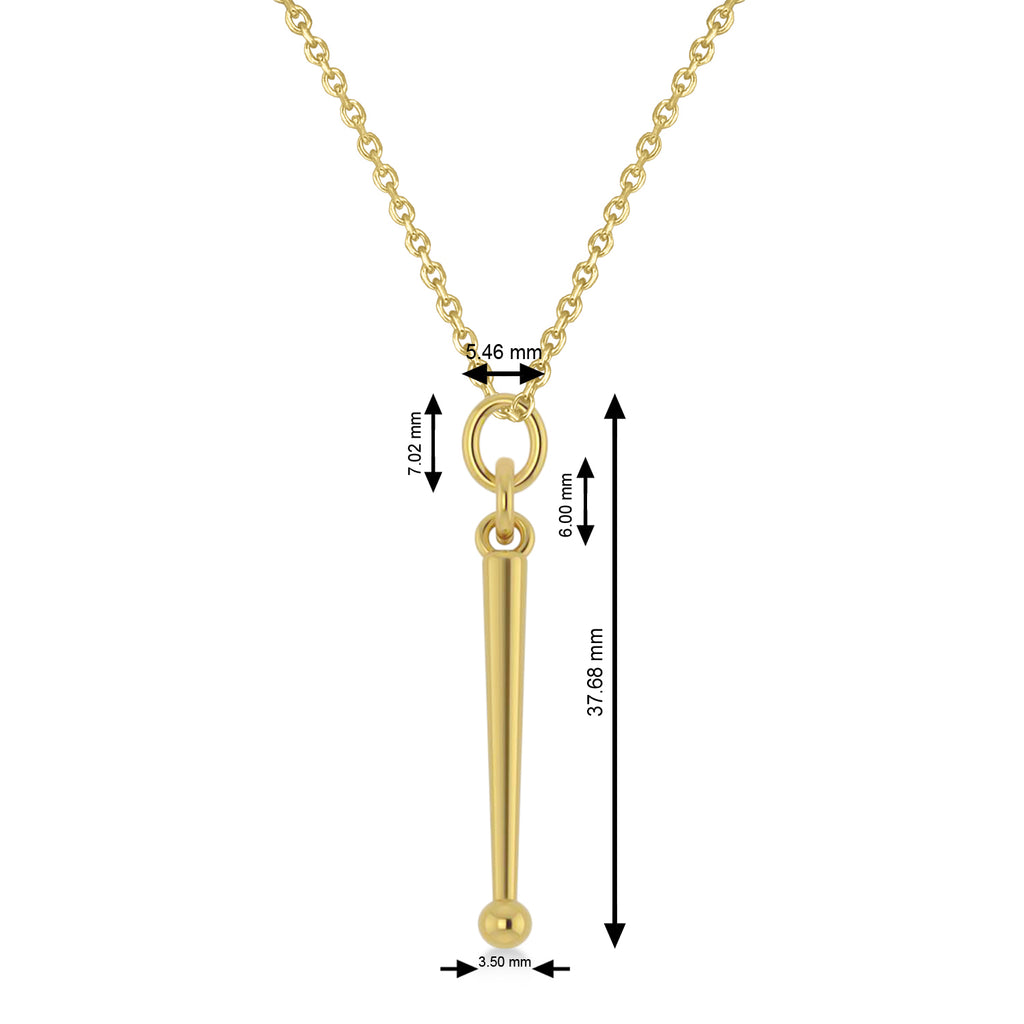 Drum Sticks Music Pendant Necklace 14K Yellow Gold