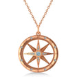 Compass Pendant For Men Aquamarine & Diamond Accented 14k Rose Gold (0.38ct)