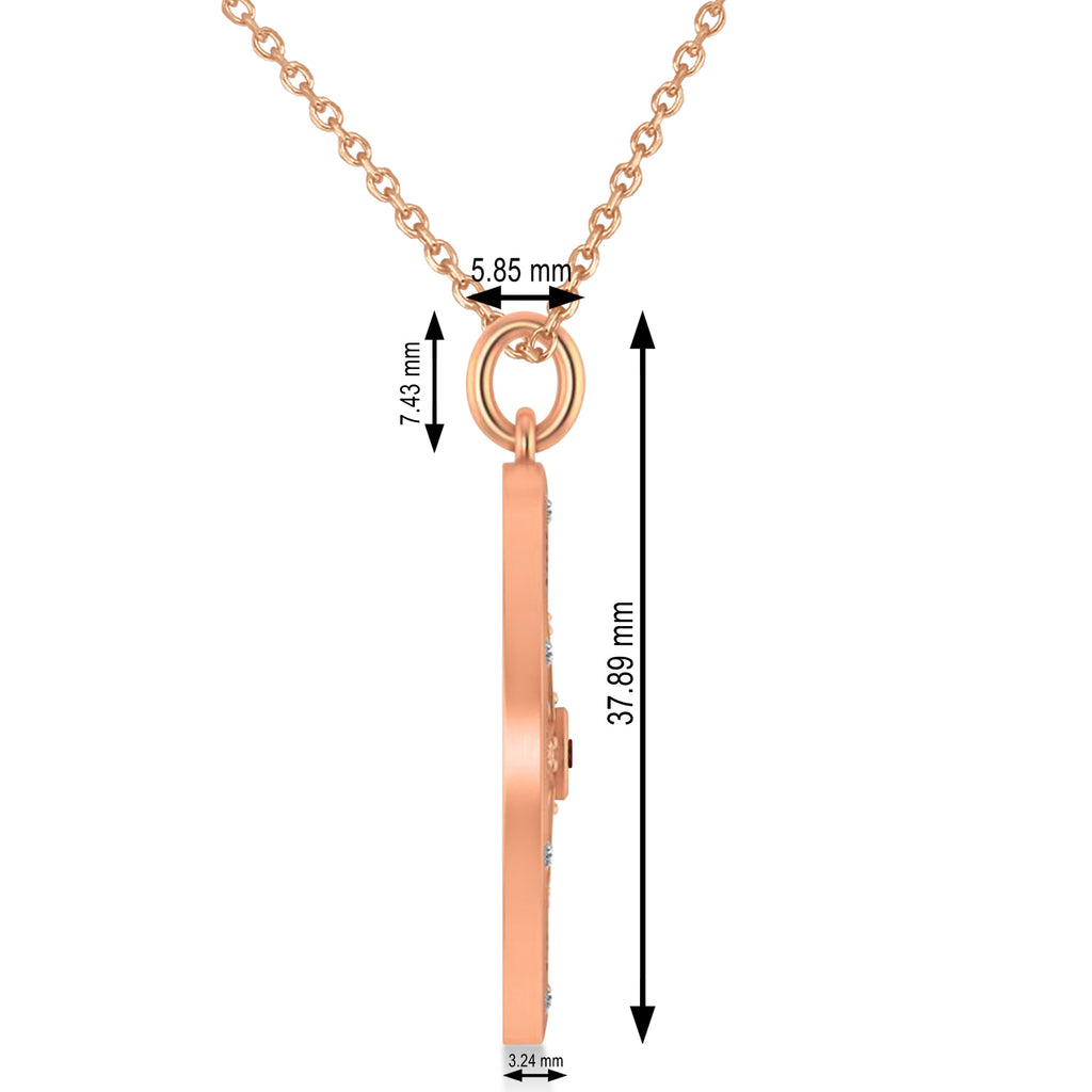 Compass Pendant For Men Garnet & Diamond Accented 14k Rose Gold (0.38ct)