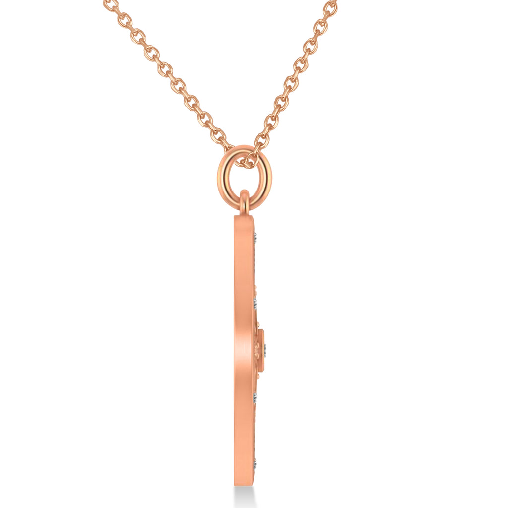 Compass Necklace Pendant For Men Lab Diamond Accented 14kRose Gold (0.38ct)