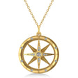 Compass Necklace Pendant For Men Lab Diamond Accented 14k Yellow Gold (0.38ct)